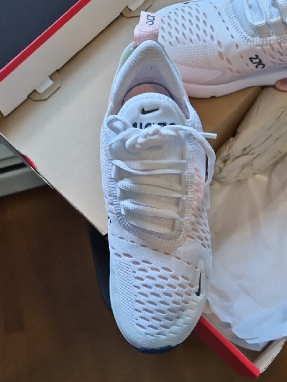 Nike Women’s Moto 2K Air270 White Sneakers with Pink Air Heel - Picture 2 of 12